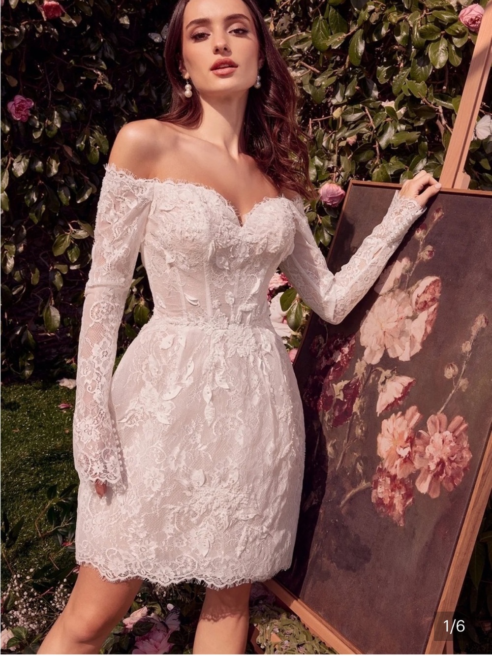 Off-Shoulder White Lace Cocktail Dress